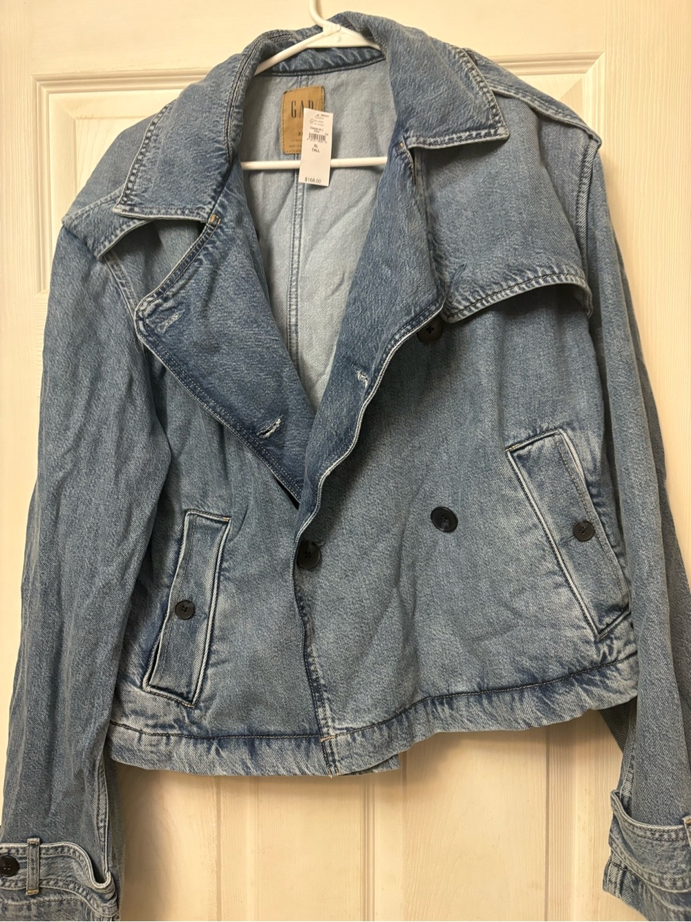 GAP Light Blue Denim Jean Jacket - Double-Breasted XL Tall NWT